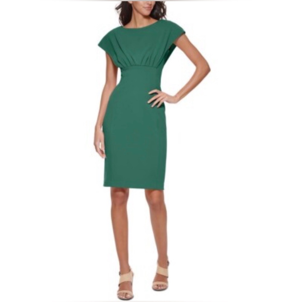 Calvin Klein Asymmetrical Dress in Vibrant Teal